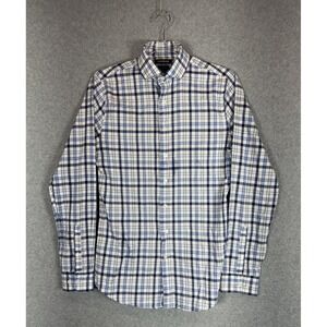 Express Shirt Mens XS Blue White Plaid Button Down Extra Slim Fit Dress Cotton